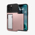 ACS06589 - iPhone 15 Pro Max Case Slim Armor CS in black showing the back with card in slot